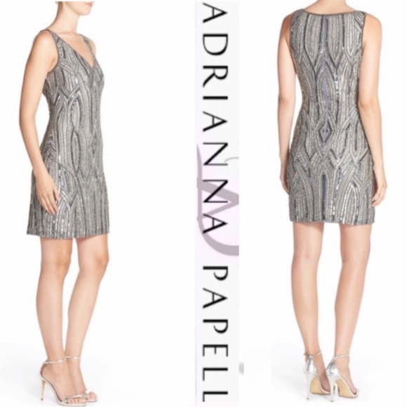 Adrianna Papell Dresses & Skirts - Adrianna Papell fully beaded sleeveless,V-Neckline cocktail dress